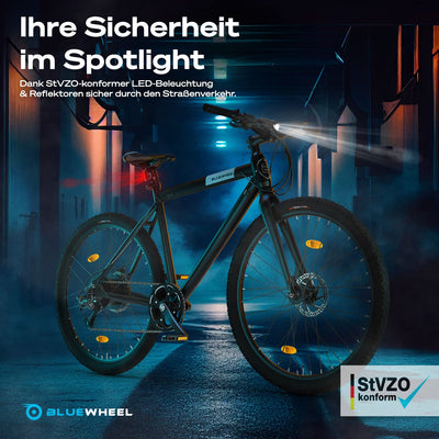 BLUEWHEEL City E-Bike 28" Leichtgewicht I Deutsche Qualitätsmarke | EU-konform E-Fahrrad | 7 Gänge, 250 W Hinterradmotor für 25 km/h | Elektrofahrrad mit App, integr. (BUTEO)