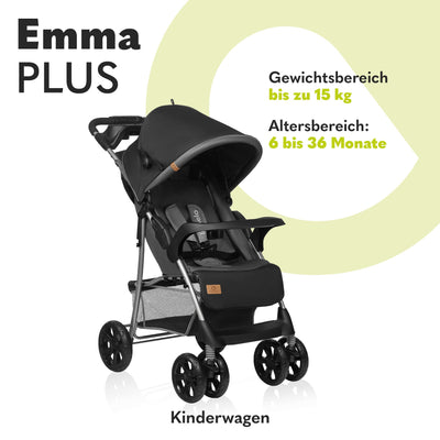 LIONELO Emma Plus Kinderwagen bis zu 15 kg, Kindersportwagen, leicht modern klein Buggy mit Liegeposition, zusammenklappbar, große Räder, großer Korb, Tasche Stone