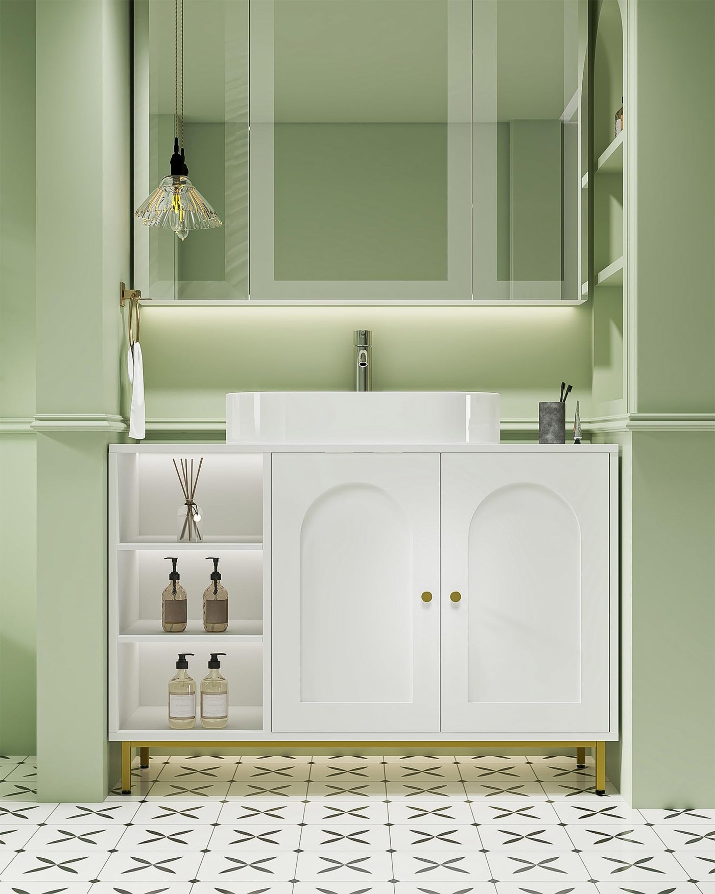 Hzuaneri Waschbeckenunterschrank, Unterschrank, Waschtischunterschrank, Badezimmerschrank mit 2 Türen, verstellbare Ablage, viel Stauraum, Moderner Stil, 30 x 90 x 63 cm, Weiß BC09803G