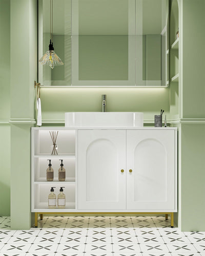 Hzuaneri Waschbeckenunterschrank, Unterschrank, Waschtischunterschrank, Badezimmerschrank mit 2 Türen, verstellbare Ablage, viel Stauraum, Moderner Stil, 30 x 90 x 63 cm, Weiß BC09803G