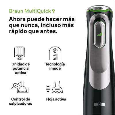 Braun MultiQuick 9 MQ 9147X Stabmixer – Pürierstab mit Active PowerDrive Technologie und 5 Zubehörteilen zum Zerkleinern,Stampfen, Rühren, Mixen und Eis-Crushen, 1200 Watt, schwarz/Edelstahl