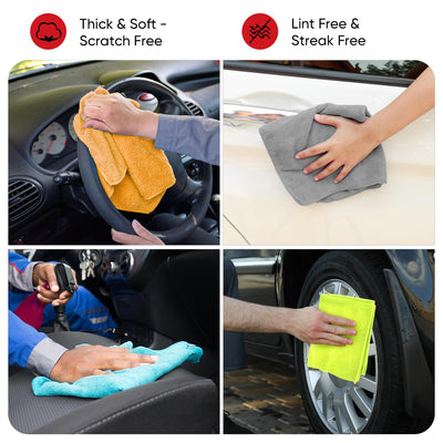 AIDEA Microfasertücher Mikrofasertücher 24 Pack, Wiederverwendbare Mikrofasertuch ReinigungstüCher, Fusselfrei, Streifenfrei Staubtuch für Haus, Küche, Auto, Motorrad, Fenster, 30 X 40 cm