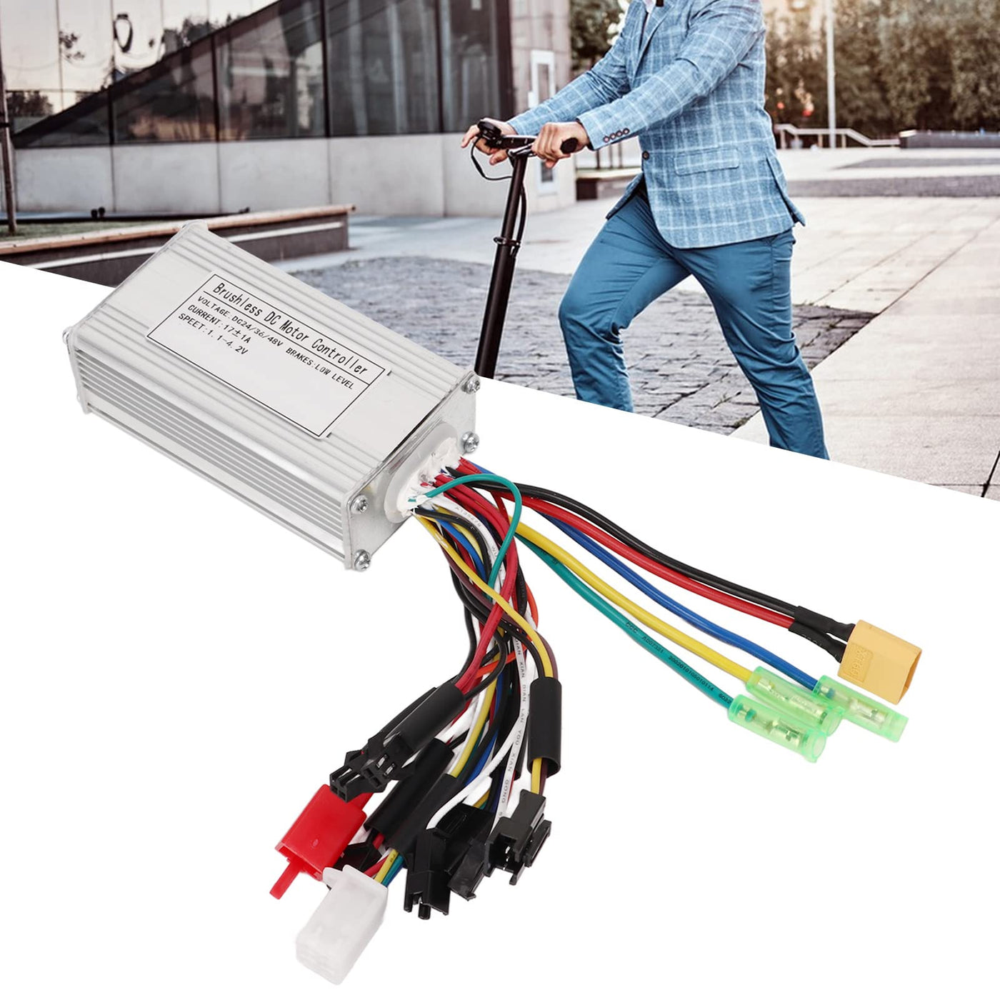 BuyWeek Elektrofahrrad Brushless Motor Controller, 24V 36V 48V 17A 3 Modus Sinuswelle Controller Bürstenloser Motor Controller für E-Bike Elektroroller