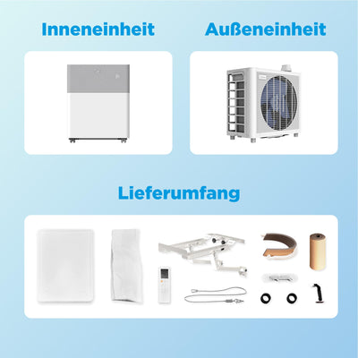 Midea Portasplit Klimaanlage, 4-in-1 Mobile Klimaanlage,Kühlen, Heizen, Entfeuchten, Ventilieren, Kühlen A++/Heizen A+, 12000 BTU 3, 5kW, für Räume bis zu 42 m² / 105 m³,nur 39 dB(A) im Silent-Modus