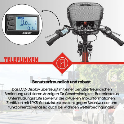 TELEFUNKEN E-Bike 28 Zoll Fahrrad für Damen & Herren | Pedelec Citybike mit 7-Gang Nabenschaltung | Rücktritt | EBike inkl Panzerkabelschloss | Elektrofahrrad 250 W Frontmotor | 536 Wh Li-Ion Akku