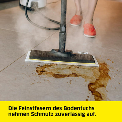 Kärcher Original Set Bodendüse und Mikrofasertuch Easyfix kompatibel mit Dampfreiniger Kärcher SC - Für Böden, geeignet für jede Art von Oberfläche, maschinenwaschbar, Weiß