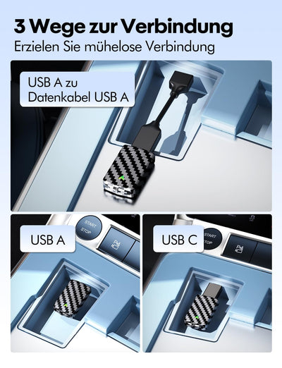 CODONOVA 2026 Pro Mini CarPlay Wireless Adapter–Android Auto Wireless Adapter, Plug & Play, USB-A/USB-C, Stabil und Kompakt für Flüssiges Fahren, Kompatibel mit Autos ab 2016, iOS 10+ und Android 10+