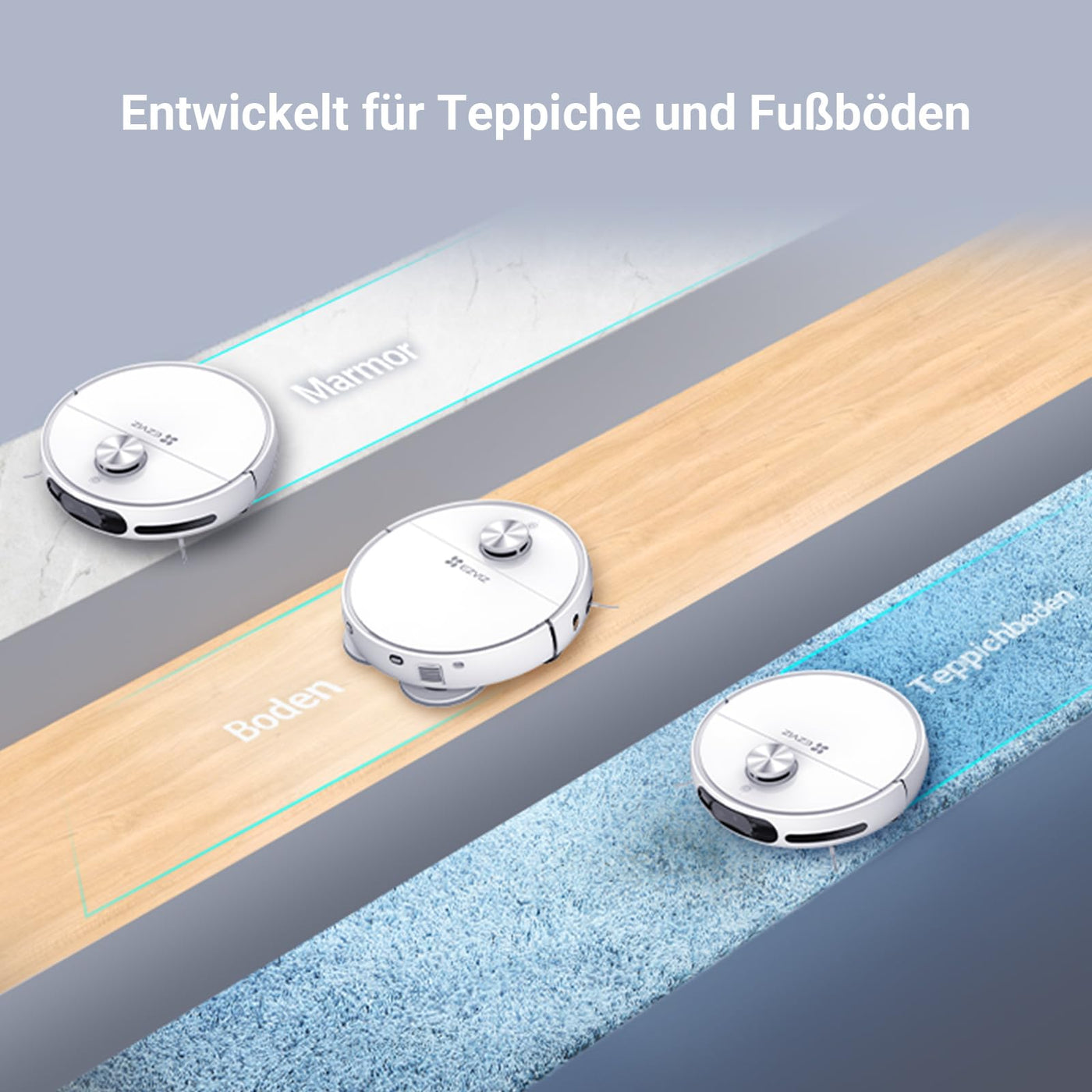 EZVIZ Saugroboter mit Staubentleerung und Wasserwechsel, 7200 Pa, LDS LiDAR und 3D-Laser Navigation Hinderniserkennung, Teppicherkennung, automatische Moppinstallation und -entfernung, RS20 Pro