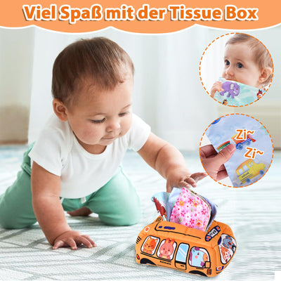 Herenear 6 in 1 Montessori Spielzeug Baby, Spielzeug Baby ab 6 Monate, Motorikspielzeug, Stapelspiel Bausteine, Tissue Box, Montessori Spielzeug ab 1 Jahr, Geschenk für Junge Mädchen