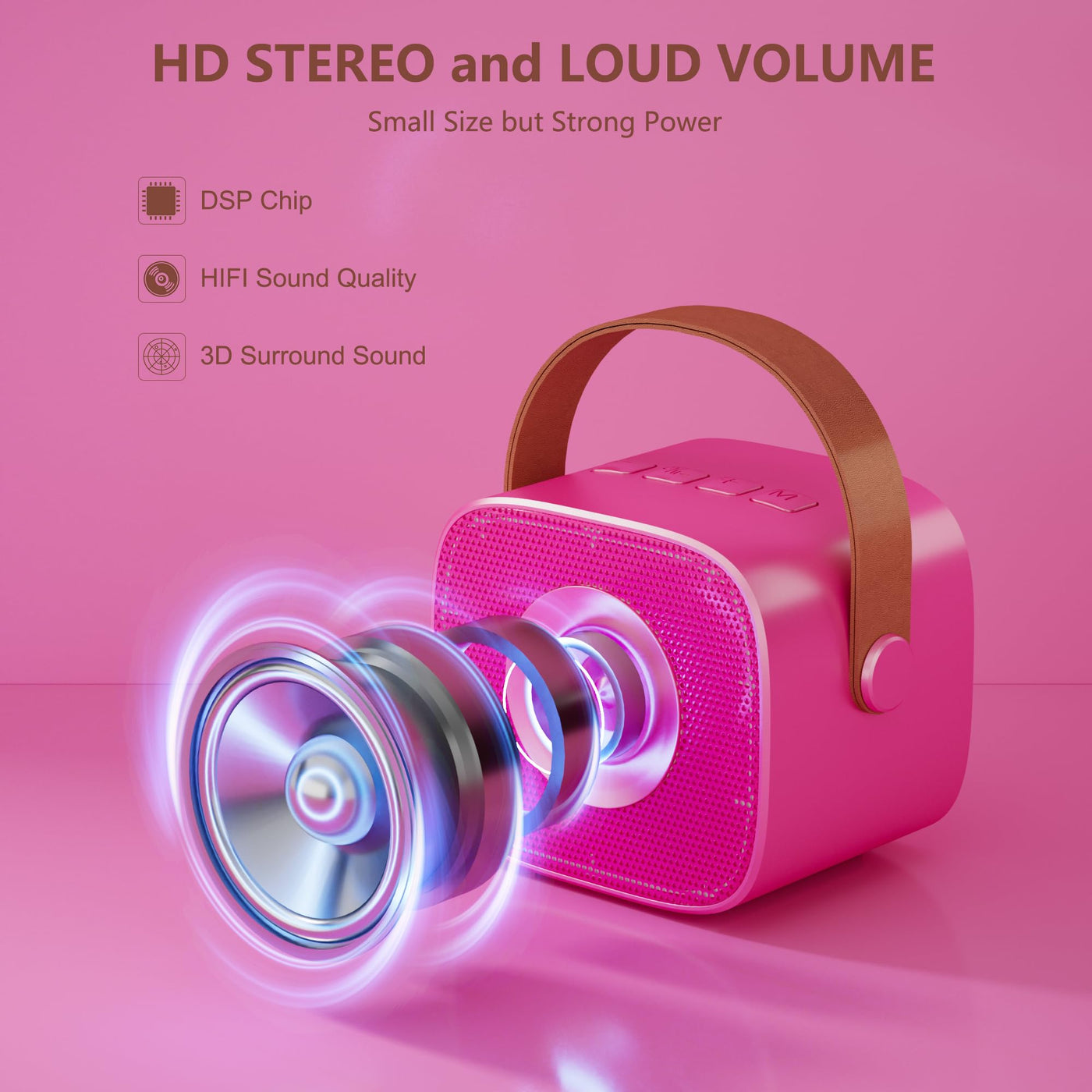 BONAOK Mikrofon Karaoke Spielzeug 2 Mikrofon, Bluetooth Karaokemaschinen für Kinder Erwachsene, Tragbarer Karaoke-Player Mikrofon zum Aufladen, Kinder Elektronisches Spielzeug (Rose)