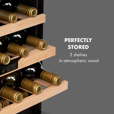 Klarstein Weinkühlschrank, 1 Zonen Getränkekühlschrank, Kleiner Einbau-Weinschrank Schmal, 57L Wein-Kühlschrank mit Glastür, Indoor/Outdoor Flaschenkühlschrank, Wine Fridge 5-22°C, 24 Flaschen