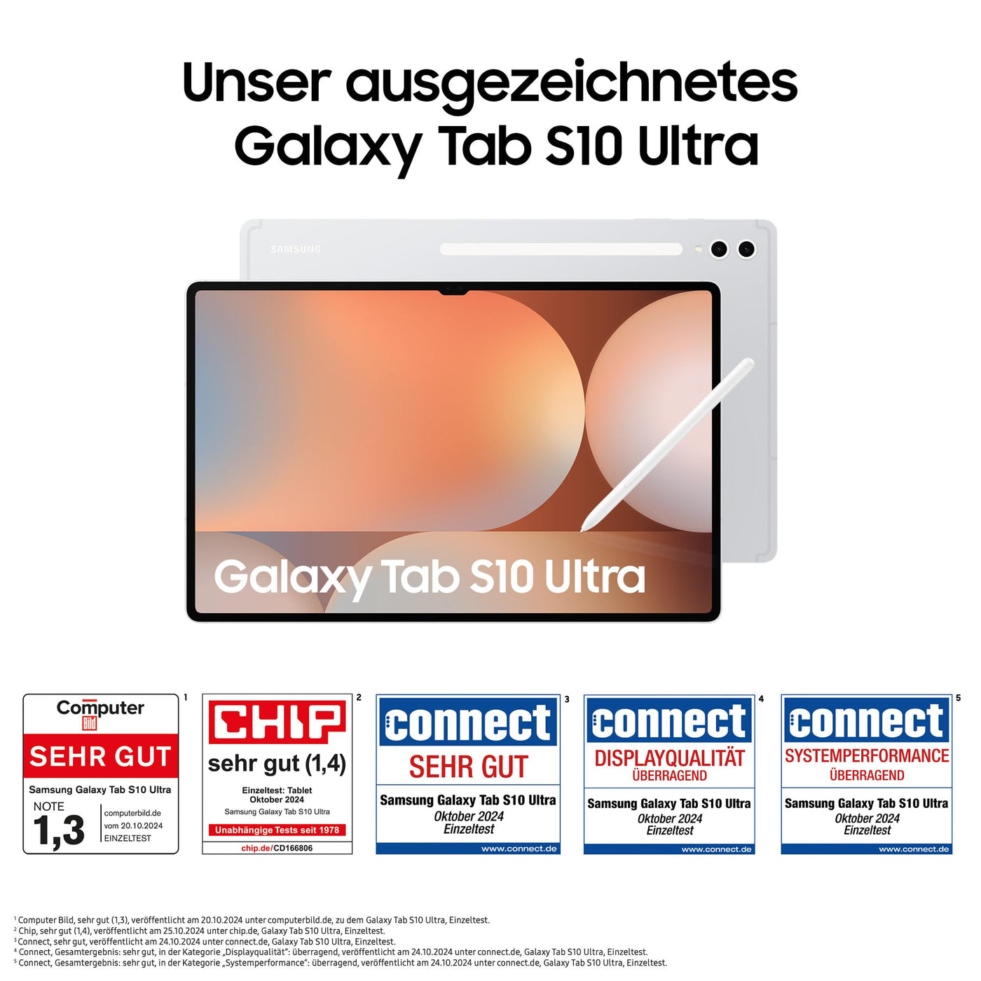 Samsung Galaxy Tab S10 Ultra AI Tablet, Android Tablet, 12 GB RAM, 256 GB Speicher, AMOLED-Display, Antireflexionsbeschichtung, Inkl. S Pen, WiFi, Platinum Silver, 36 Monate Herstellergarantie