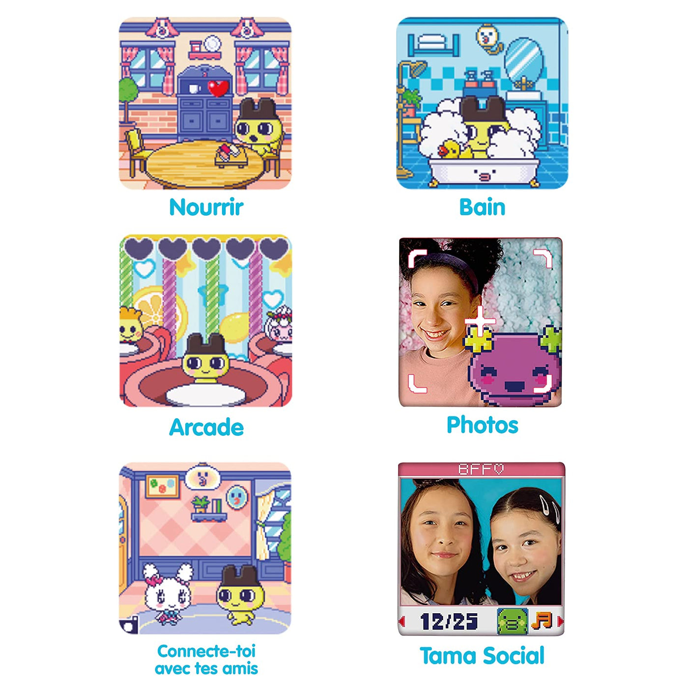 Bandai - Tamagotchi - Tamagotchi PIX - Lila Himmel - virtuelles elektronisches Haustier mit Farbdisplay, Touch-Schaltflächen, Spiele und Kamera - 42912