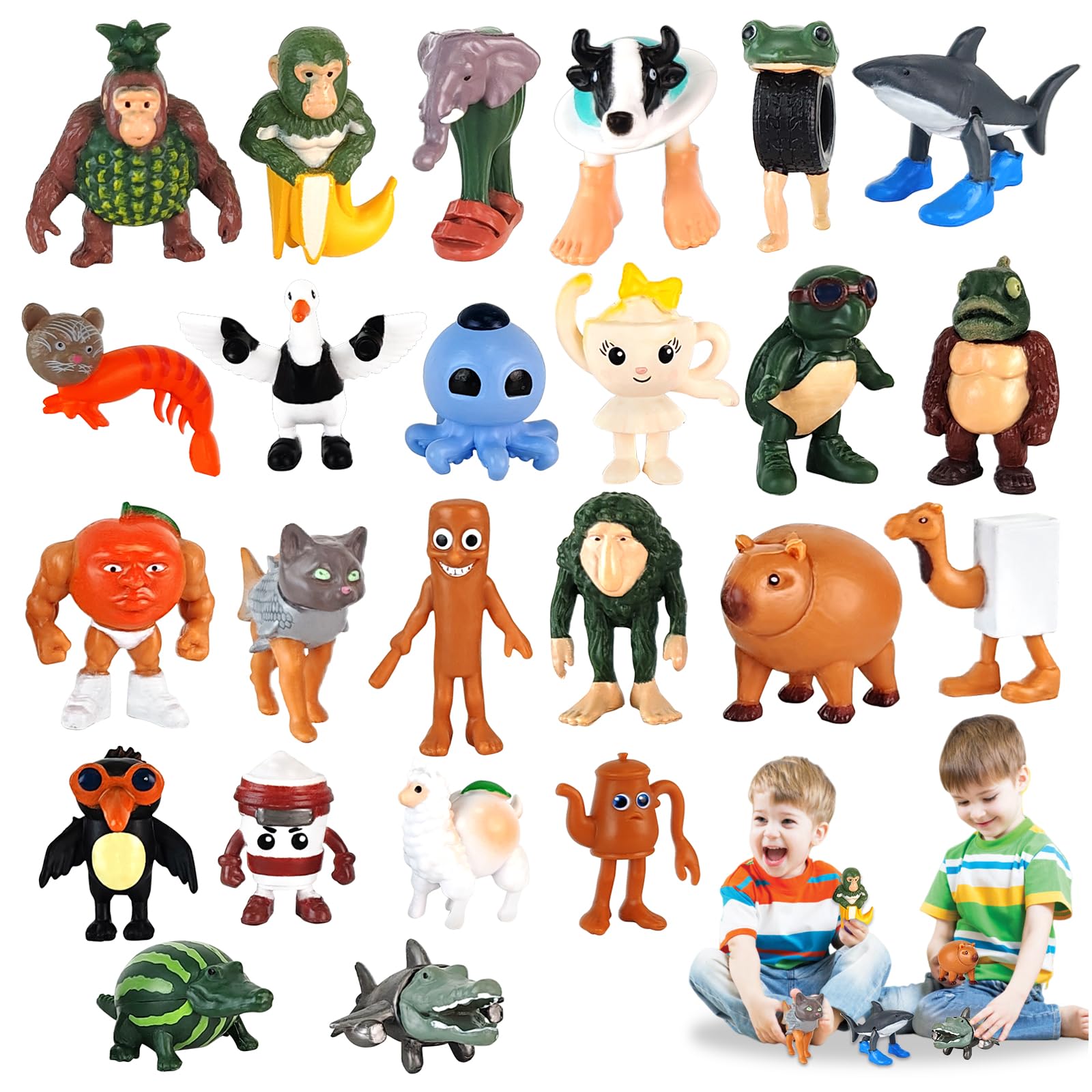 Italian Brainrot Figuren Set, 24 Stück Tung Tung Tung Tung Sahur 3D Tralalero Figure Brainrot Spielzeug Creative Brainrot Figuren Schreibtisch Dekoration für Sammler, Geschenke für Freunde (A