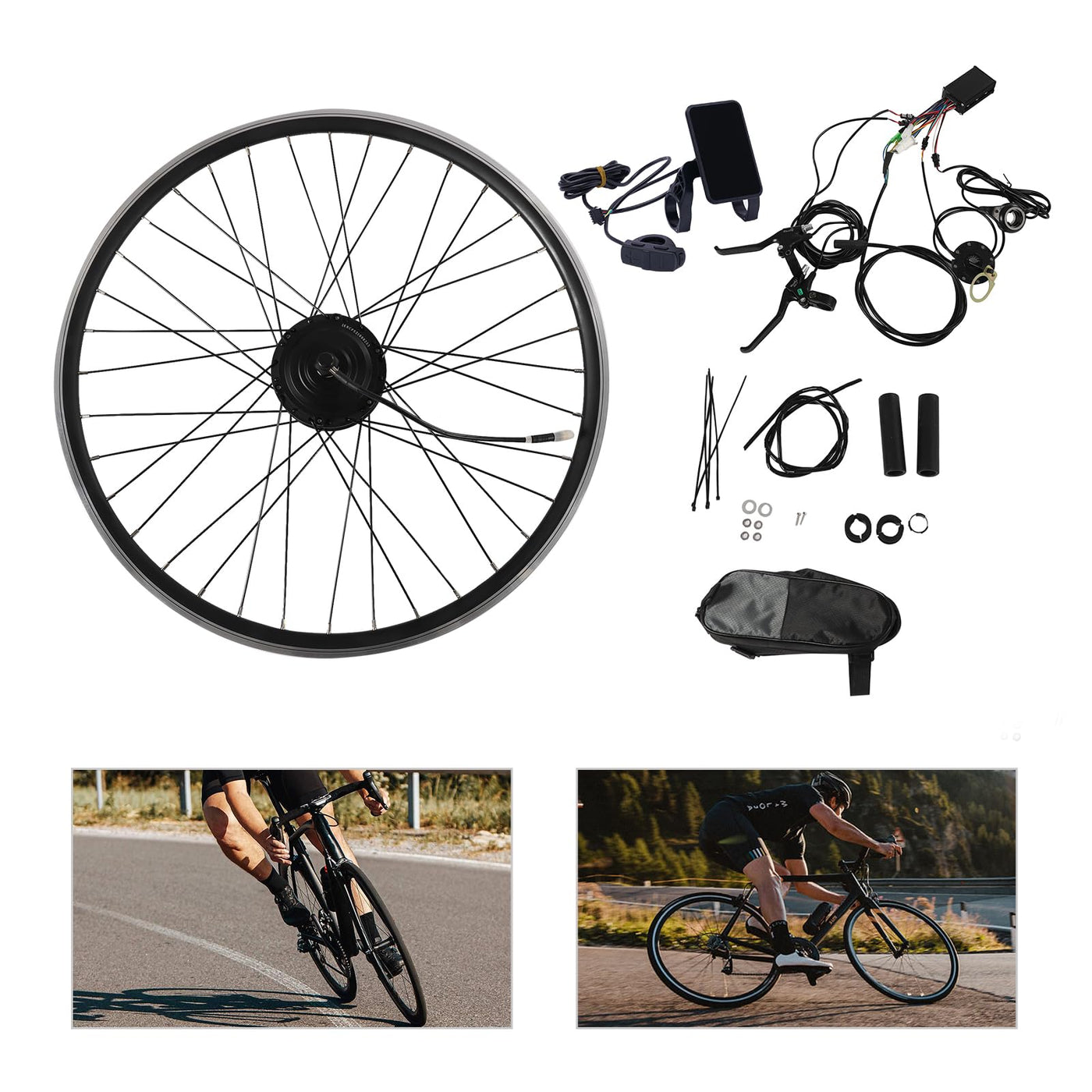 YISSALE LCD Vorderrad E Bike Umbausatz E-Bike Vorderrad Umbausatz Kit Elektrofahrrad Ebike Motor Kit 700C 36V 250W