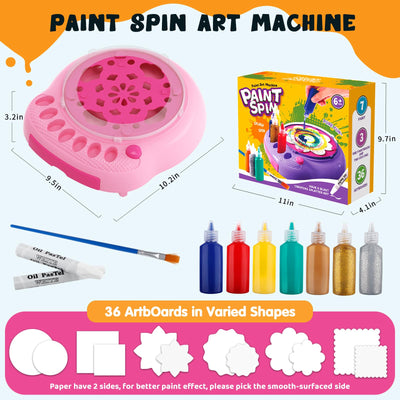 Hewaurorion Paint Spin Art Machine Kit für Kinder, Kunst & Handwerk, Mal Spin Art Spielzeug-Kits für Jungen und Mädchen im Alter von 6, 7, 8 und 9 Jahren (Rosa)