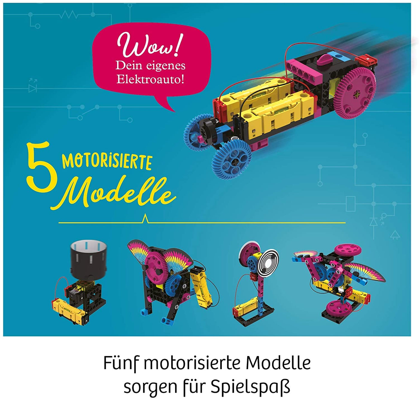KOSMOS 620707 Electro Power – Einstieg in die Welt der Elektrizität, Amazon Exklusiv, Technik Experimentierkasten für Kinder ab 8 Jahre, Elektronik Baukasten mit 5 motorisierten Modellen