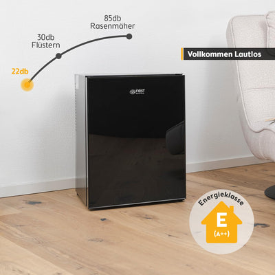 TZS First Austria lautloser Minikühlschrank | Getränkekühlschrank | Minibar | Wechselbarer Türanschlag | LED-Licht | ohne Gefrierfach | Glasdesign | 40L
