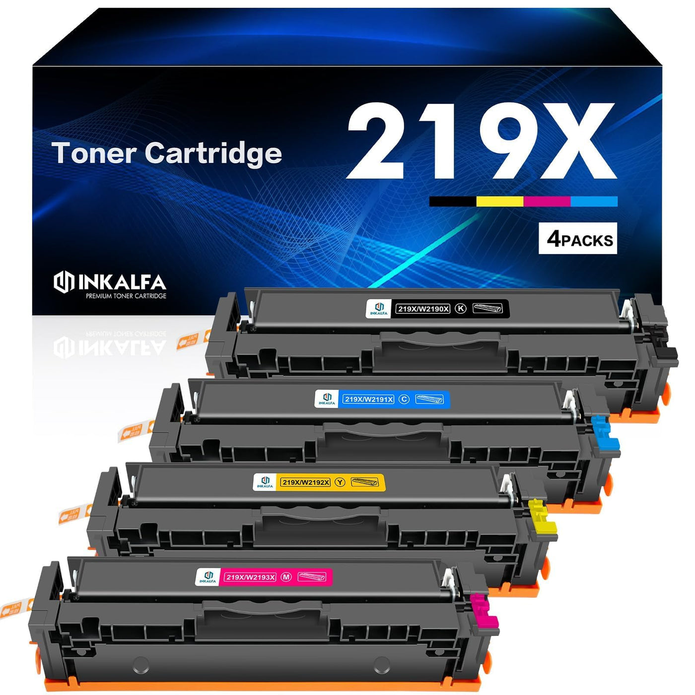 219X 219A MFP 3302FDWG Toner: Kompatible Ersatz für HP 219X 219A für Color Laserjet Pro MFP 3302FDNG 3302SDWG 3302FDW 3302SDW 3302FDN 3202DN 3202DW Schwarz Cyan Magenta Gelb W2190X 4-Pack Kein Chip