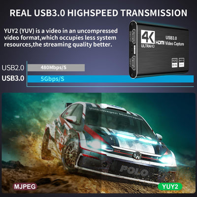 XIIXMASK Video Capture Card, Audio Video Capture Card, USB 3.0 Capture Card 4K HDMI Loop-Out, 1080P 60FPS/2K 30FPS Videospiel-Capture für Streaming, funktioniert für PS5/Switch/Kamera/PC/OBS
