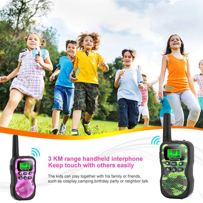 Nestling Walkie Talkie 3 Stück, Verbesserte Version Camouflage 8 Kanäle, 2-Wege-Radio-Spielzeug mit Hintergrundbeleuchtung LCD-Taschenlampe, 3 KM Reichweite für Kinder, Indoor-Outdoor-Aktivität