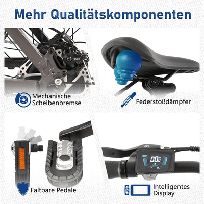 HANEVEAR H6-Light E Bike Klappbar, E Bike Herren Damen mit Drehmomentsensor, 48V 14,5Ah Abnehmbar Akku bis zu 120km+ Elektrofahrrad, 55N.m 250W-Motor, 3.0'' Fat E-Bike Für 160cm (Königsblau)
