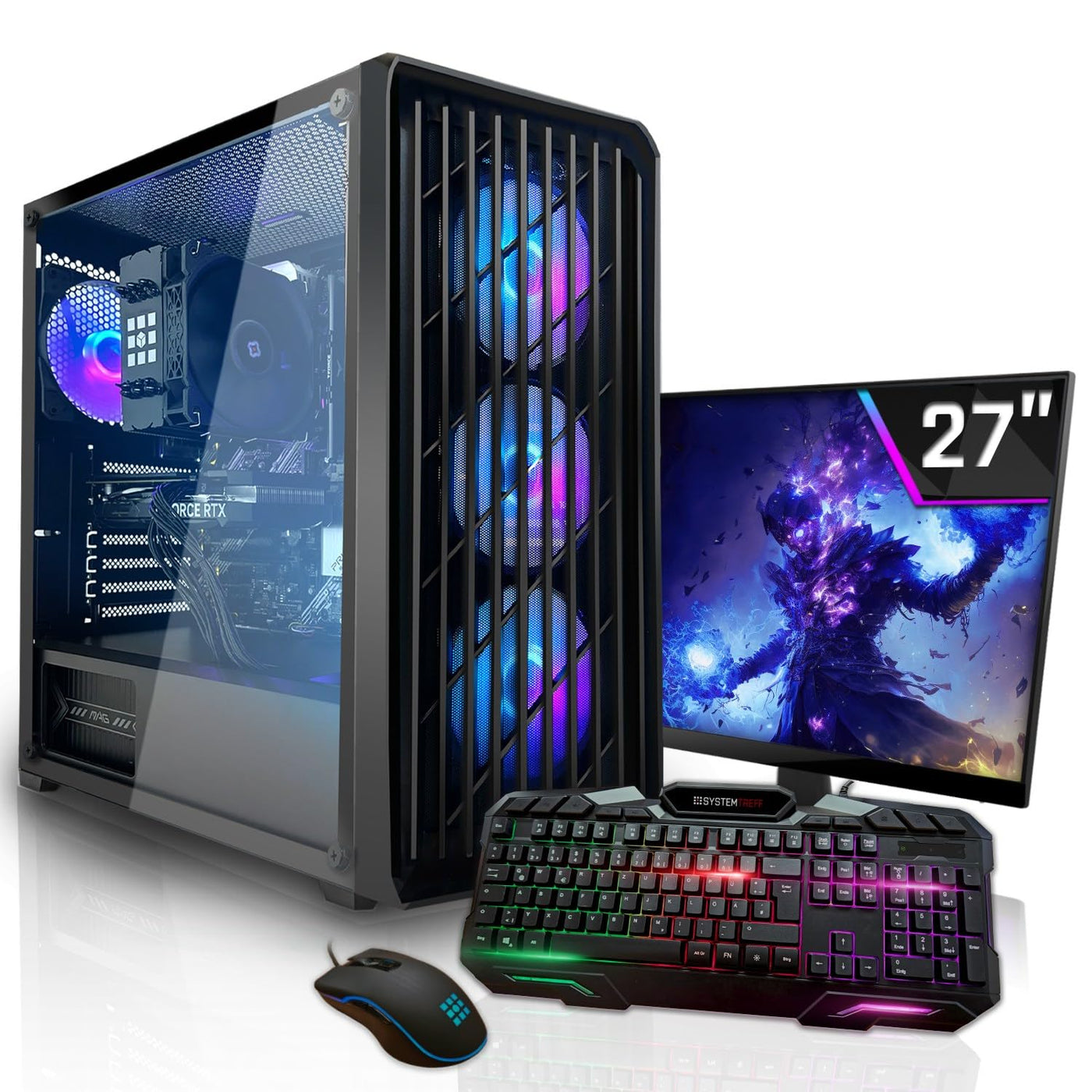 SYSTEMTREFF Basic Gaming Komplett PC Set AMD Ryzen 5 5500GT 6x4.4GHz | AMD RX Vega 7 4K HDMI DX12 | 512GB M.2 NVMe + 1TB HDD | 16GB DDR4 RAM | WLAN Desktop Paket Computer für Gamer, Gaming