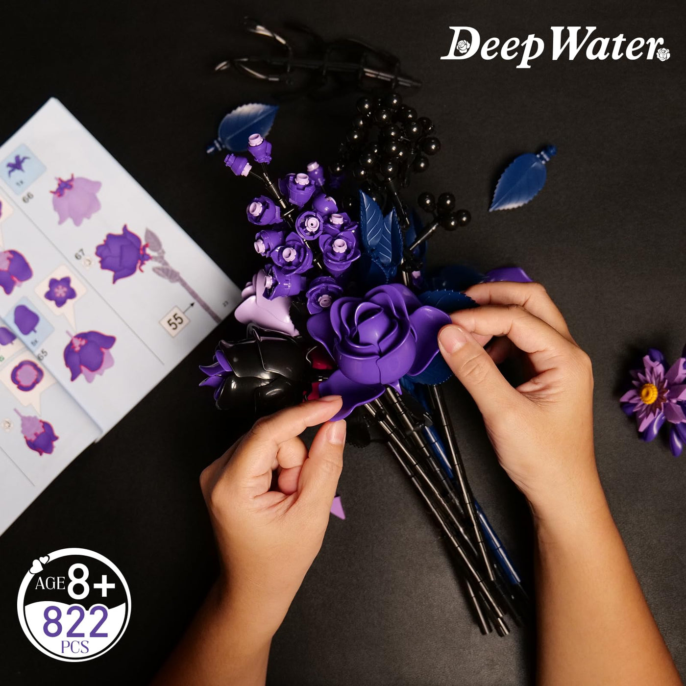 Ideas Halloween Blumen Rosen Spielzeug Klemmbausteine Bausteinen，Kompatibel Mit Lego Flowers Geschenk für Erwachsene Frauen Mädchen Home Deko für Geburtstag, Muttertag, Weihnachten 8-16+（822PSC）