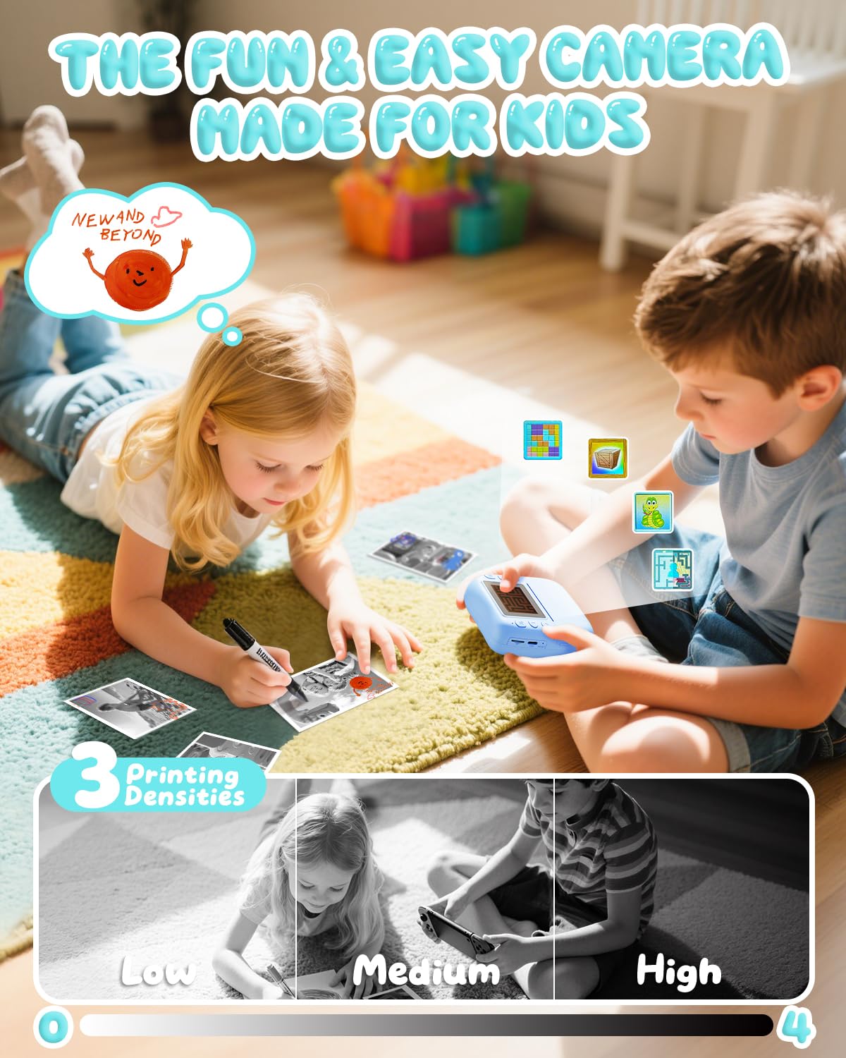 CAMCLID Kinderkamera Sofortbildkamera, 1080P Sofortbildkamera Kinder mit 32GB Karte & 3 Rollen Druckpapier, 48MP Digitalkamera Kinder Kamera, Geschenk für Jungen und Mädchen 3-12 Jahre (Grün)