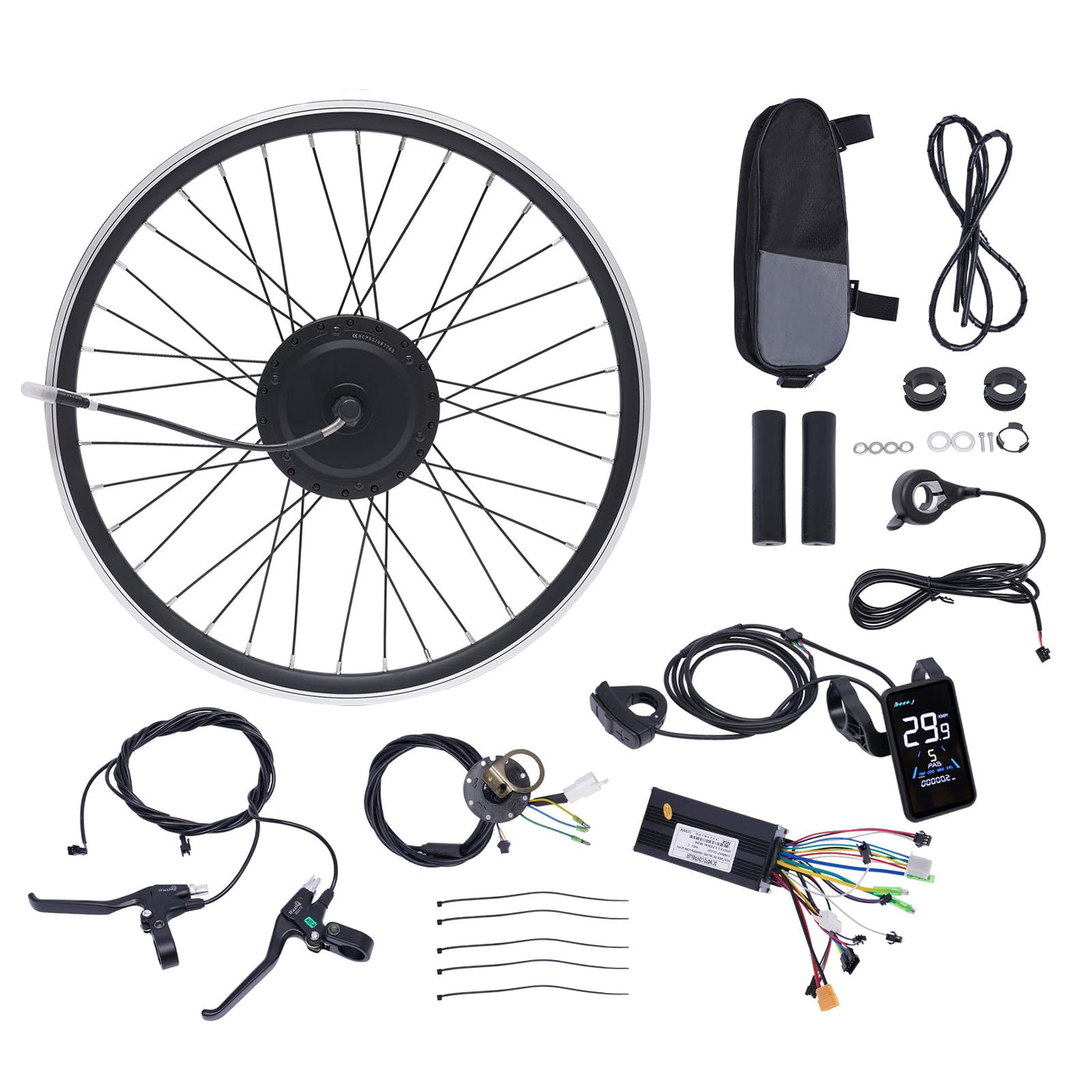 SABUIDDS 27.5 Zoll 36V 500W Ebike Vorderrad Umbausatz Kit E-Bike Nachrüstsatz mit HL Plus 36V 13Ah Akku DIY E-Bike LCD Display Electric Bicycle Umbausatz für 24" V-Brake Scheibenbremse Vorderrad Bike