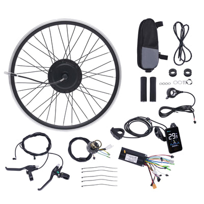 SABUIDDS 27.5 Zoll 36V 500W Ebike Vorderrad Umbausatz Kit E-Bike Nachrüstsatz mit HL Plus 36V 13Ah Akku DIY E-Bike LCD Display Electric Bicycle Umbausatz für 24" V-Brake Scheibenbremse Vorderrad Bike
