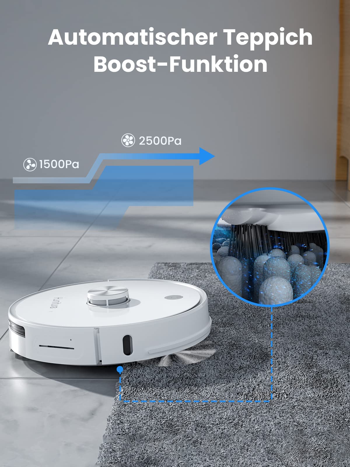 HONITURE Saugroboter mit Wischfunktion, Staubsauger Roboter Q6 Pro 3500Pa mit Lasernavigation Saugroboter mit Absaugstation 250Min Laufzeit App Steuerung ideal für Tierhaare Teppich Hartboden