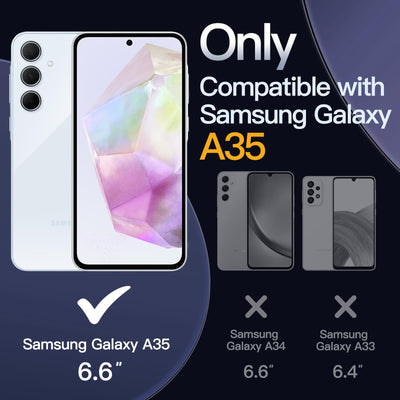 JETech 3 in 1 Hülle für Samsung Galaxy A35 5G, mit 2 Stück Schutzfolie, Gehärtetem Glas Displayschutz, Stoßfeste Stoßstange Schützende Klare Rückseite Handyhülle (Durchsichtig)