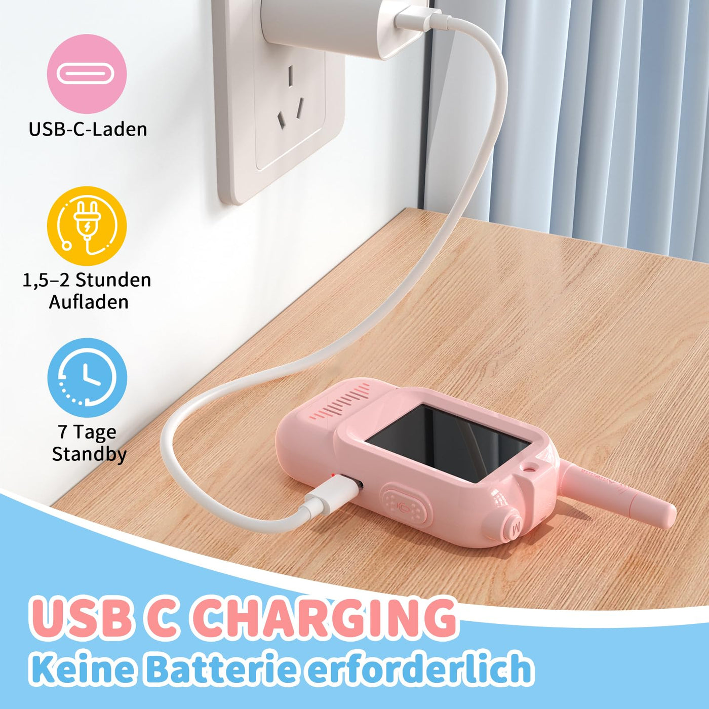 Video Walkie Talkie Kinder,2er Set Walky Talky Aufladbar,Spielzeug 3-12 Jahren Junge,5km Walki Talki für Abenteuer im Freien,Camping Wandern