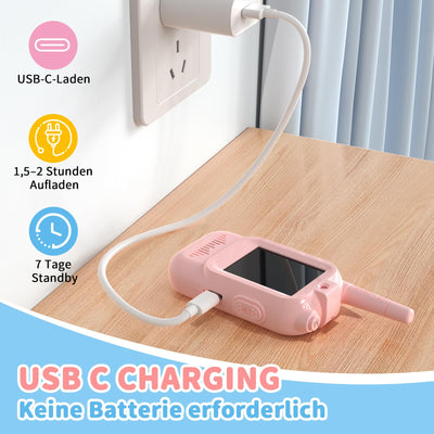 Video Walkie Talkie Kinder,2er Set Walky Talky Aufladbar,Spielzeug 3-12 Jahren Junge,5km Walki Talki für Abenteuer im Freien,Camping Wandern