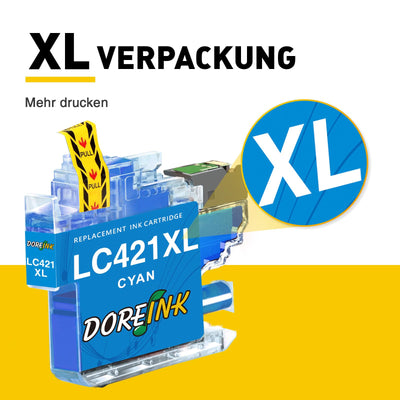 LC421XL LC-421XLVAL Tintenpatronen Value (8er-Pack) für Brother LC421 LC-421XL Multipack Patronen für Brother DCP-J1050DW MFC-J1010DW DCP-J1140DW DCP-J1800DW (LC421XL Schwarz Cyan Magenta Gelb)