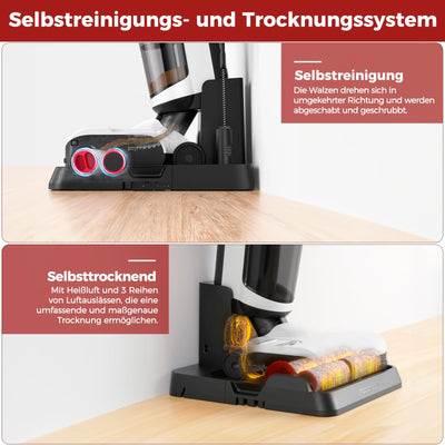 roborock Dyad Pro Combo 5-in-1 Nass Trockensauger Kabelloser 17000Pa Wischsauger mit Akku Staubsauger für Teppichreinigung, elektrische Minibürste und 2 Reinigungsköpfe, APP, Sprachsteuerung