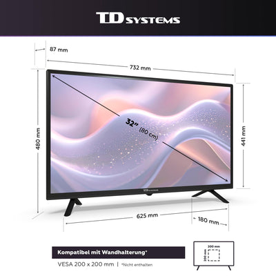TD Systems - 32 Zoll Smart TV, Google TV, HD DVB-T2/C/S2 Television, Android 11, Modell 2025, Fernseher mit 2 Jahren Garantie - PRIME32C19GLE