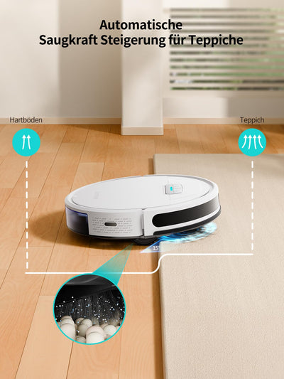 HONITURE Staubsauger Roboter, G20 Saugroboter mit Wischfunktion,4000Pa,Kehren Saugen Wischen 3 in 1 Roboterstaubsauger,Ideal für Tierhaare, Teppiche und Hartböden,Sprach- und Fernbedienungssteuerung