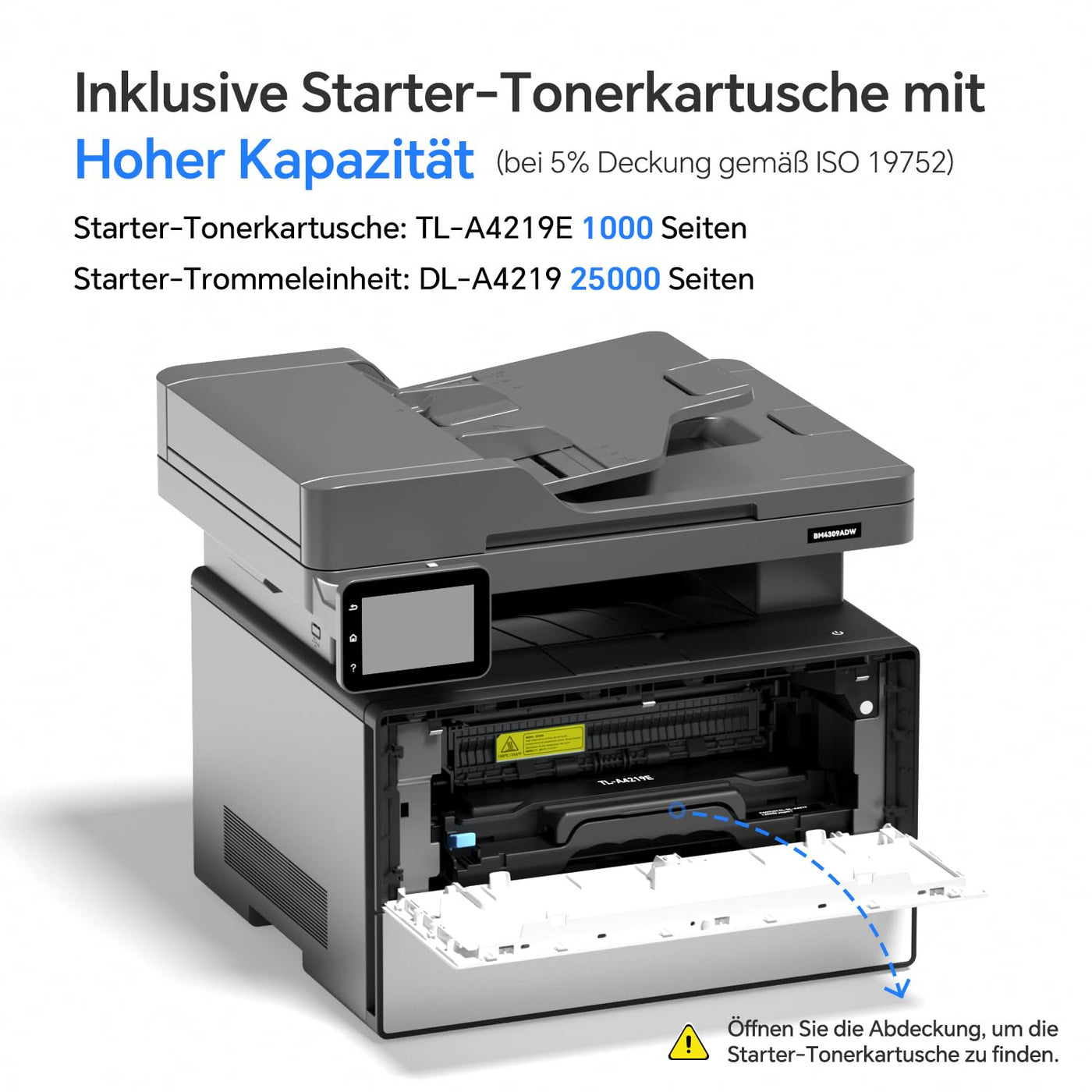 PANTUM BM4309ADW Multifunktionsdrucker Laserdrucker Schwarz Weiss, Automatischer Duplexdruck, Drucker Scanner Kopierer mit ADF, WLAN/LAN/USB, 3,5-Zoll-Touchscreen, 30ppm