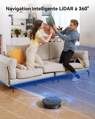 Proscenic Q8 Max Staubsauger Roboter mit Absaugstation 4500Pa 200min Leistungsstark Saugroboter mit Wischfunktion Intelligentes Laser Navigation mit 5 Karten, für Böden Teppiche Tierhaare