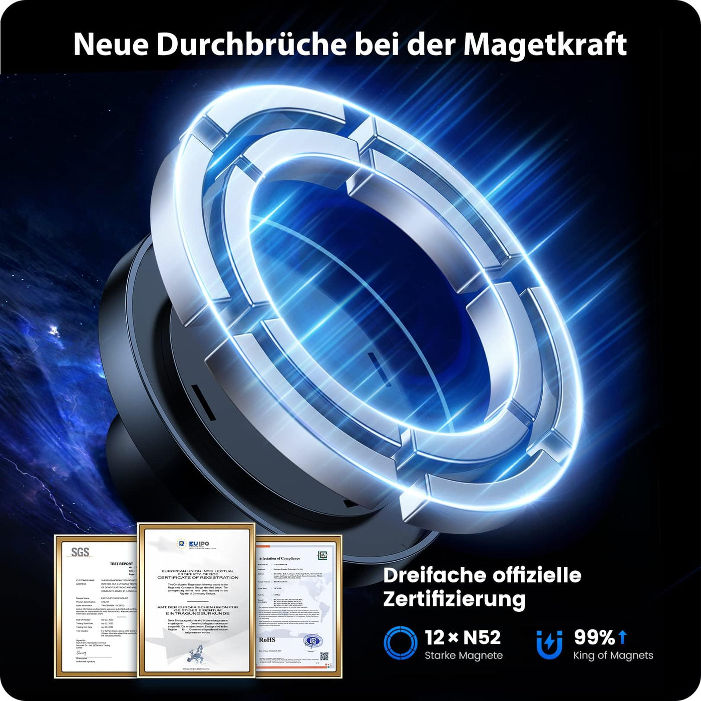 VICSEED Handyhalterung Auto Magnet Lüftung für Magsafe Autohalterung [Starker Magnet mit 20 xN55] Magnetische KFZ Handy Halterung Kompatibel für iPhone 17 16 15 14 13 12 Pro Max Samsung S25 Ultra