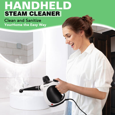 KOITAT, Dampfreiniger, tragbarer Druckdampfreiniger mit 10 Zubehörteilen, Dampfreiniger für Polstermöbel, mit Sicherheitsverriegelung, für Zuhause, Auto, Böden