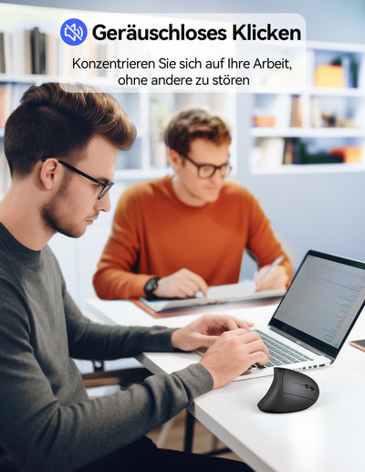 TECKNET Wiederaufladbar Ergonomische Maus Kabellos, 2.4G Optische Vertikale Maus Ergonomisch, 5 Einstellstufen bis 4800DPI, Leise Wireless Vertical Mouse mit 6 Tasten für Laptop, PC, Windows, Mac OS