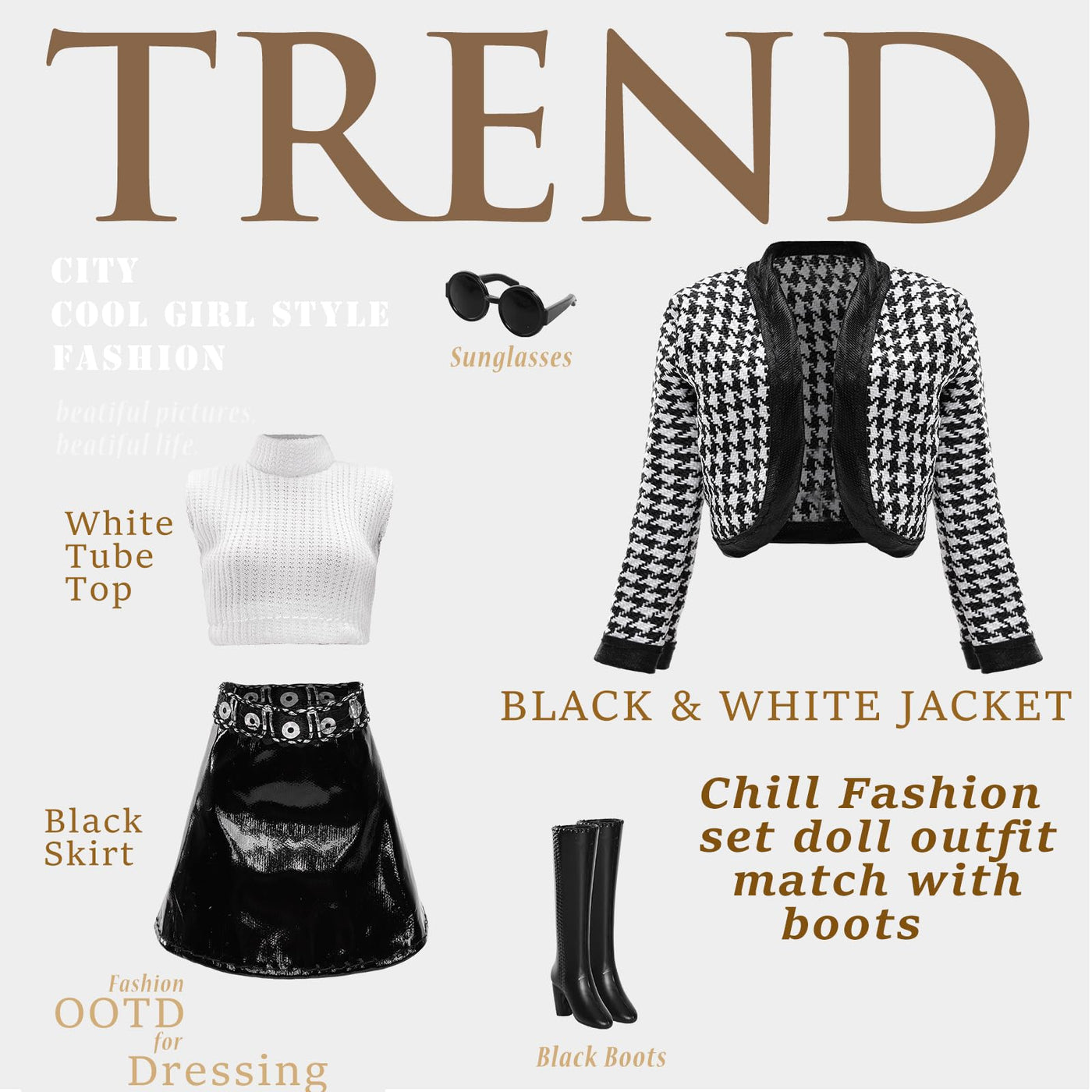 Miunana 15 Fashion Puppen Kleidung Chic Anzüge Party Kleid Pailletten Outfits Stilvolles Kleider mit 6 Paar Schuhe 3 Zubehör für 11.5 Zoll Mädchen Puppen