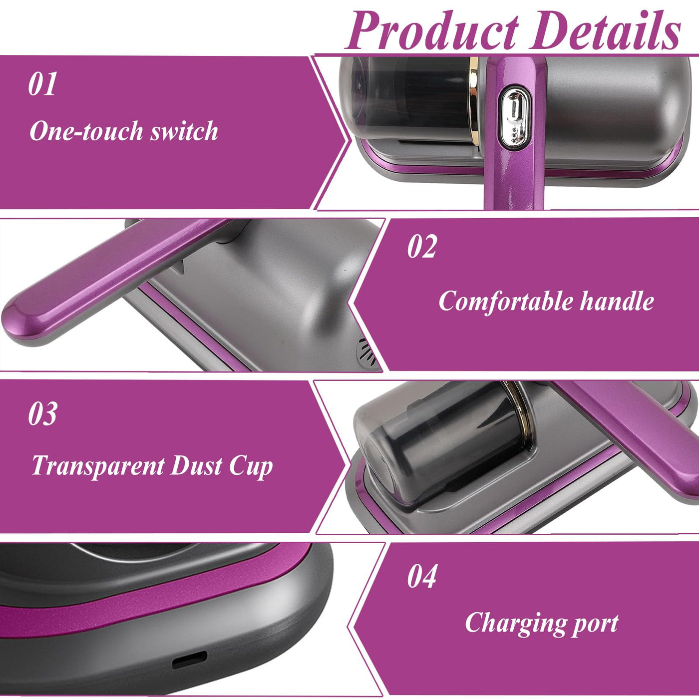 Kamanan Milbensauger mit UV Licht,Handstaubsauger Kabellos,Milbensauger für Matratzen,Tragbarer Kabelloser Matratzenstaubsauger,Milbensauger für Matratzen,Sofa