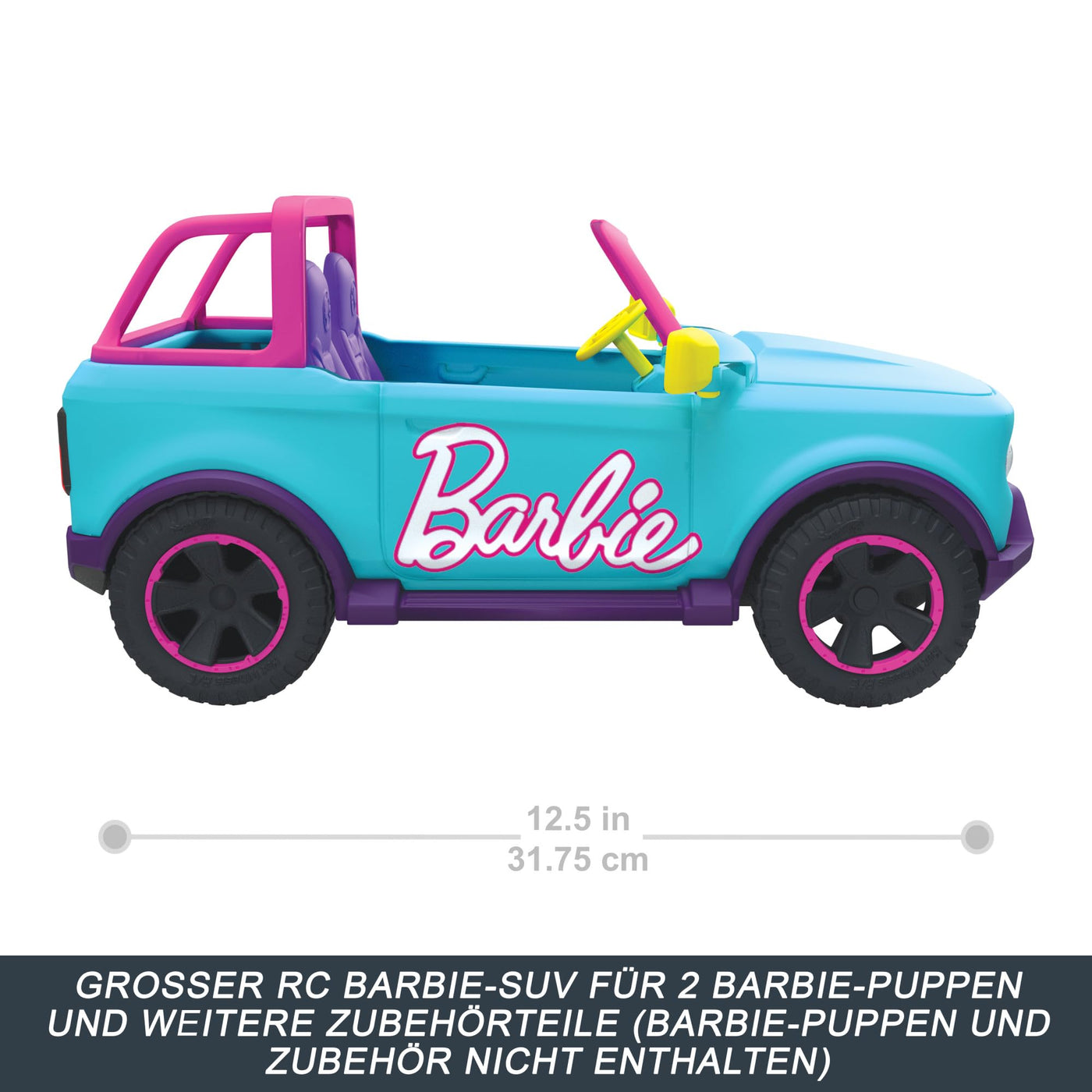 Hot Wheels Ferngesteuertes Auto, Barbie Ferngesteuerter SUV mit Aufklebern, kann 2 Barbie-Puppen Plus Zubehör aufnehmen, individuelle Gestaltung durch aufklebbare Sticker, HTP53