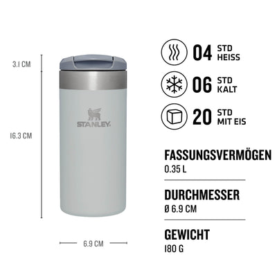 Stanley Aerolight Transit Thermobecher 0.35L - Hält 4 Stunden Heiß - Spülmaschinenfest - Kaffeebecher To Go Auslaufsicher - Kompatibel mit gängigen PKW-Getränkehalterungen - Thermosflasche - Fog