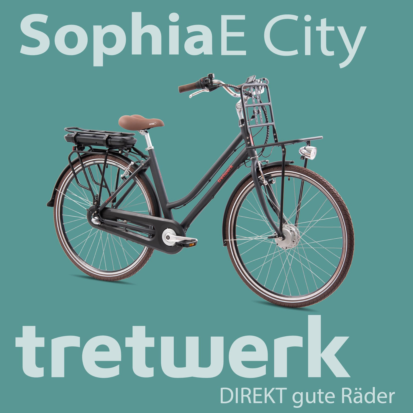 TRETWERK - 28 Zoll E-Bike Damen Pedelec - Sophia schwarz - E-Citybike Damenfahrrad mit 3 Gang Shimano Nexus Nabenschaltung - Elektrofahrrad mit Frontmotor 250W, 36V