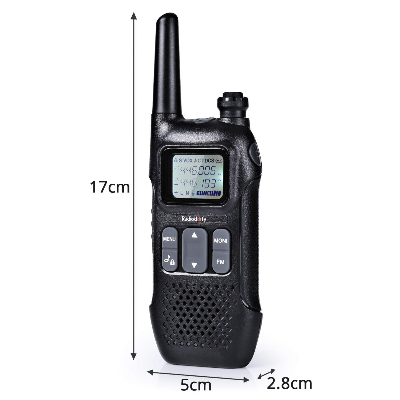 Radioddity PR-T1 PMR446 Walkie Talkie Set mit LC-Display, Funkgerät 4KM Reichweite, 16 Kanäle PMR446 Lizenzfrei Wiederaufladbar Akku mit Headset für Abenteuer, Outdoor-Aktivitäten, Camping, 2 Stücke